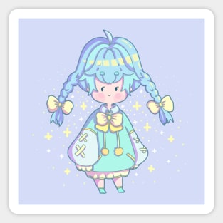 Blue And Yellow Chibi Girl Sticker